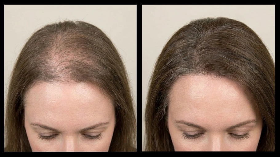 Priya M., 49 &mdash; hairline, before and after 90 days